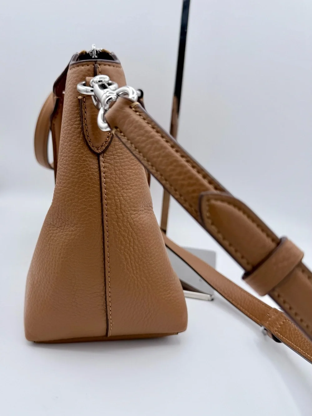 Coach Georgia Satchel Bag Pebble Leather Light Saddle Silver Crossbody CR156